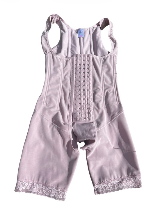 none Other - Light Pink Full-Body Shapewear Bodysuit with Front Hook Closure Size XS
